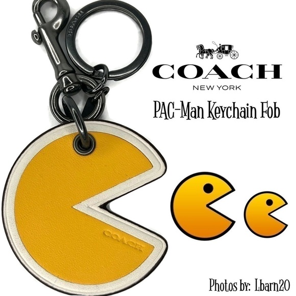 PAC MAN BAG CHARM (COACH F56751) BLACK/YELLOW RARE SOLD OUT! PAC-MAN KEYCHAIN - Picture 1 of 6